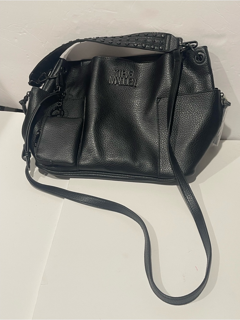 Steve Madden new BKOLTT hobo bag mini pouch charm Pebbled Leather Messenger - Picture 2 of 14